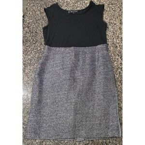 Anne Klein Womens Sleeveless Sheath Dress Black Grey Tweed Career Size 10